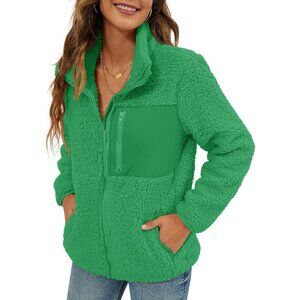 Women's Fashion Faux Shearling Shaggy Full Zip Coats Warm Winter Patchwork Jacke